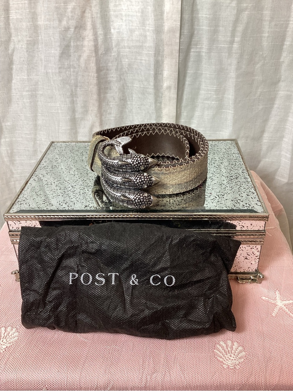 Post&Co Genuine Leather 3 Dolphin Buckle Belt; Size: 90